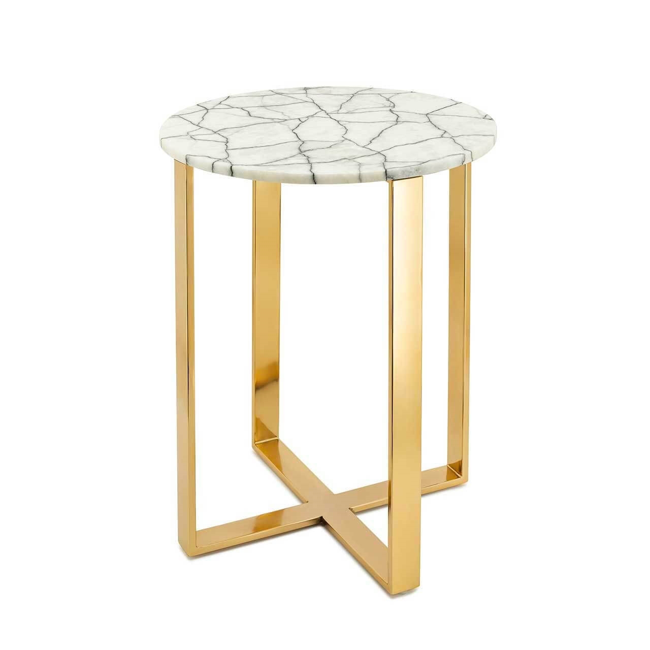 450298-18 ABHIKA БОКОВОЙ СТОЛ MADISON H54 D41 WHITE/GOLD 