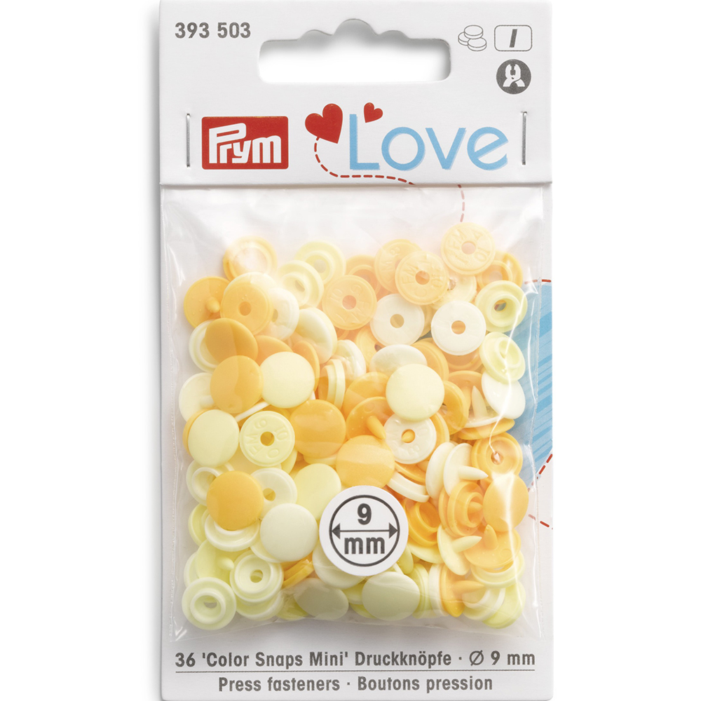 393503 Кнопка PL Color Snaps пластик d 9 мм 36 шт. желтые PRYM Prym Love 
