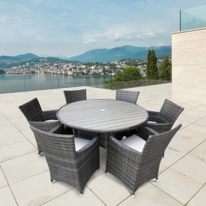 Обеденная группа коричневая, искусственный ротанг, на 6 персон AFINA  286084 Коричневый