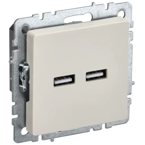 Розетка USB встраиваемая IEK Brite РЮ10-1-БрКр цвет бежевый 87761497 STLM-2124650