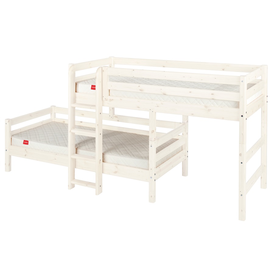 Кровать Flexa Classic двуспальная модульная с прямой лестницей, белая, 200 см 9010044201 - Вид №1