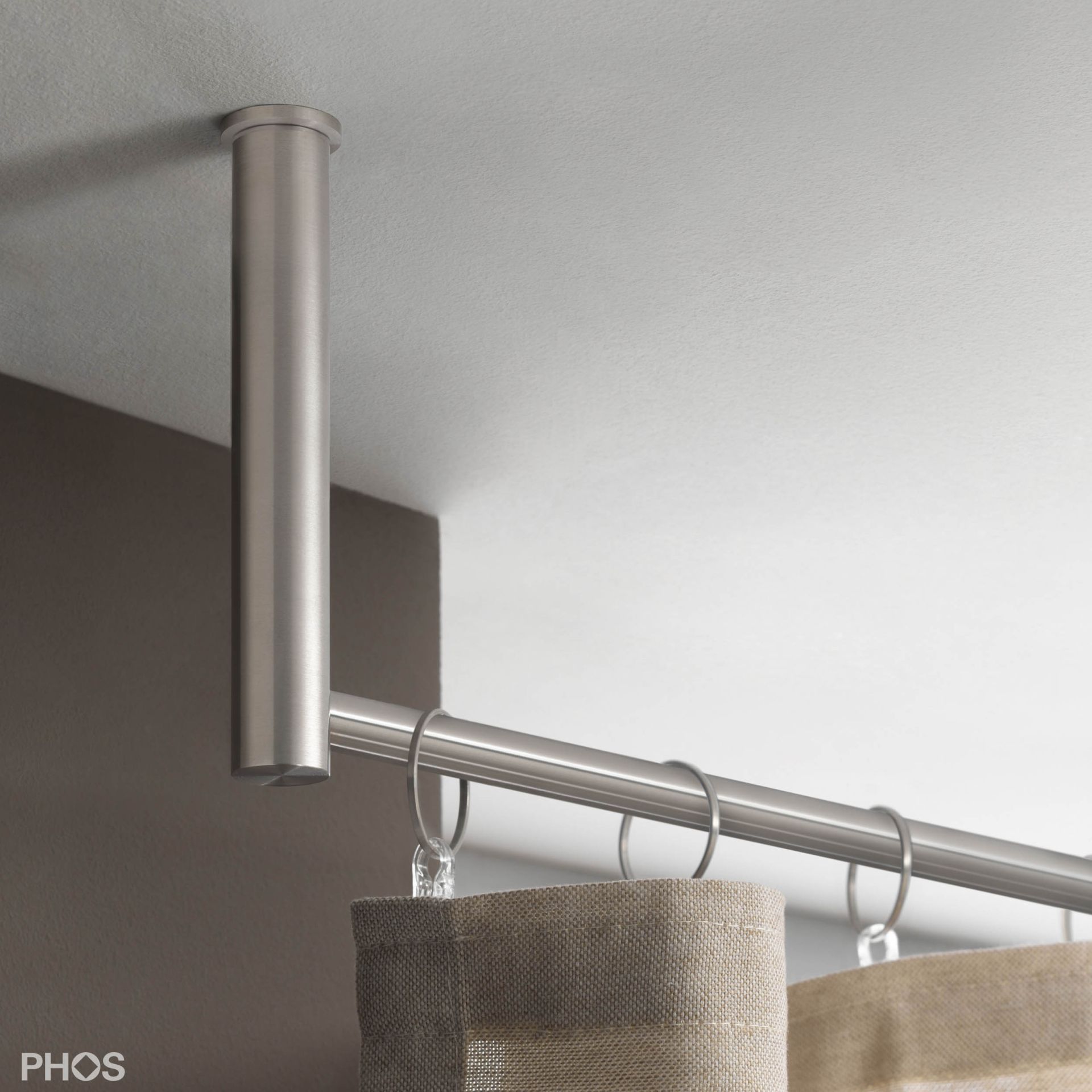 VS20-140E4000-D Комплект карнизов: 400 см с 2 концевыми кронштейнами и 1 кронштейном в качестве центральной опоры (большое расстояние от потолка) PHOS 