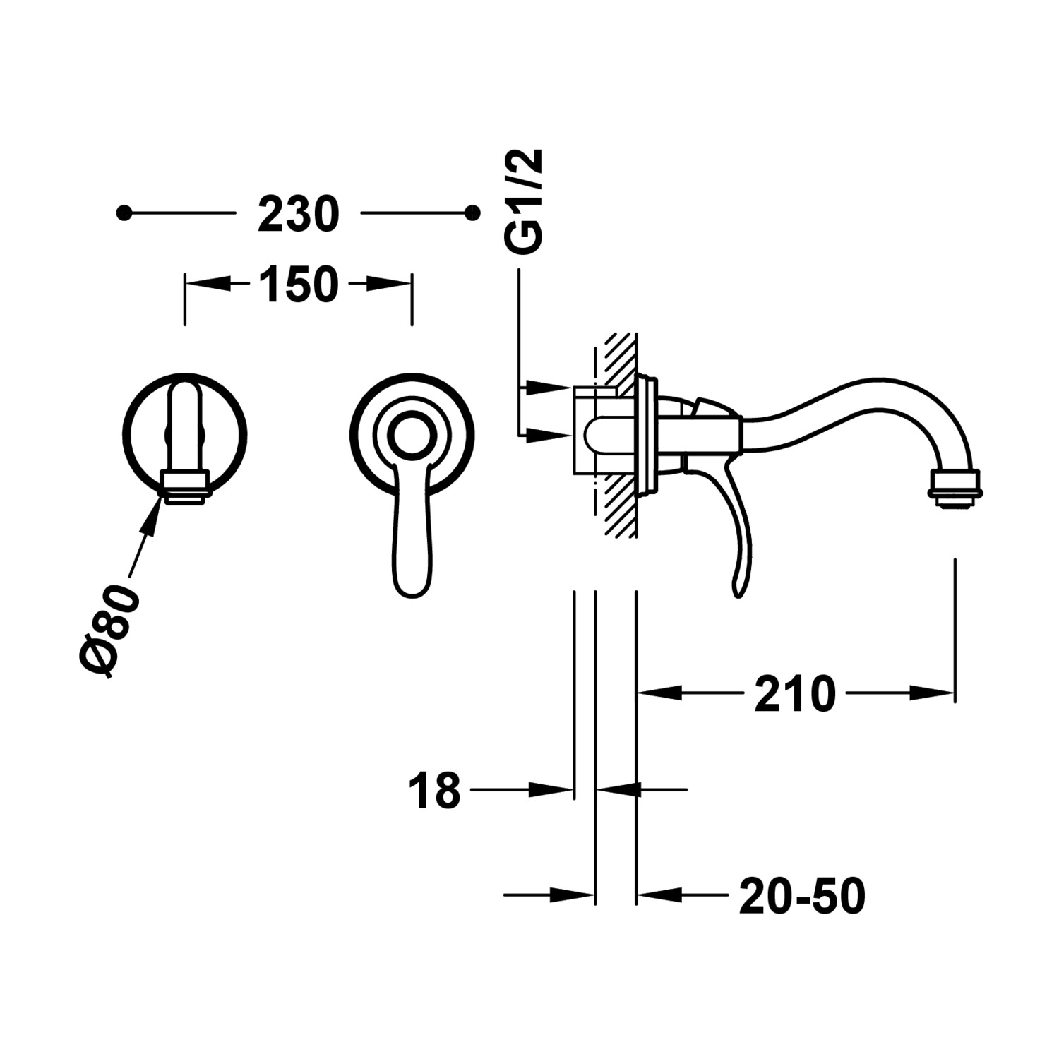 Скрытый смеситель для умывальника TRES CLASIC с одной ручкой-24220001LV TRES  - Вид №1