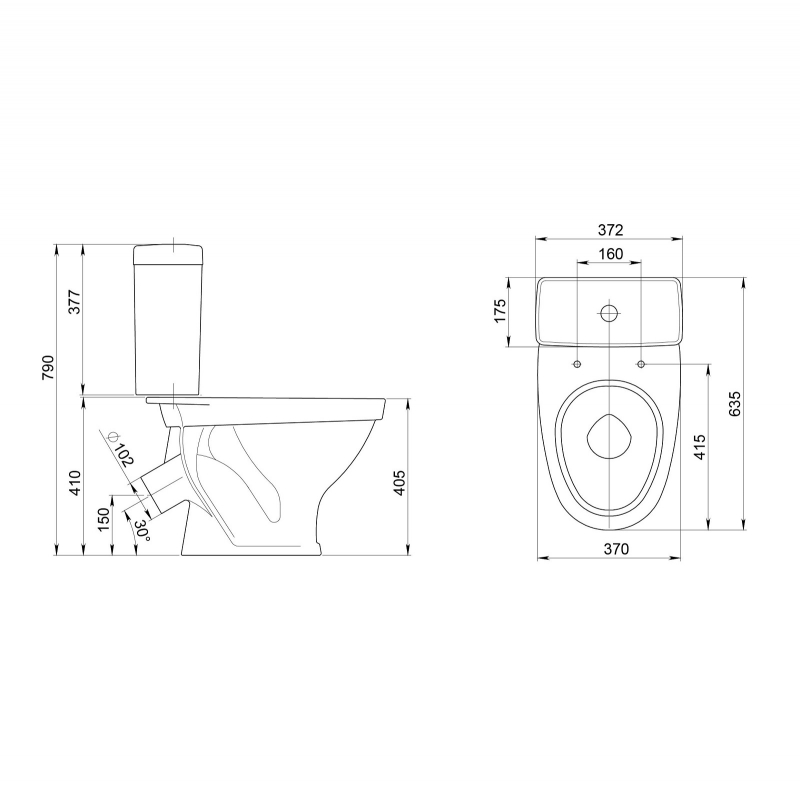 1.P205.2.S00.00B.F Компакт унитаз с бачком Белый SANTERI  Россия  - Вид №1