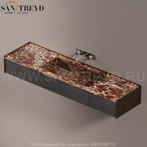 Agape DR Раковина столешница 180 см, с 2-мя выдвижными ящиками. Отделка: темная бронза , коричневый мрамор и темный дуб ADRP18CBREDRW