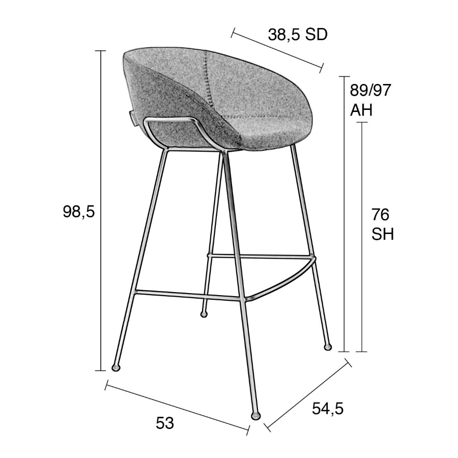 Стул барный Feston коричневый Zuiver 1500050 - Вид №12