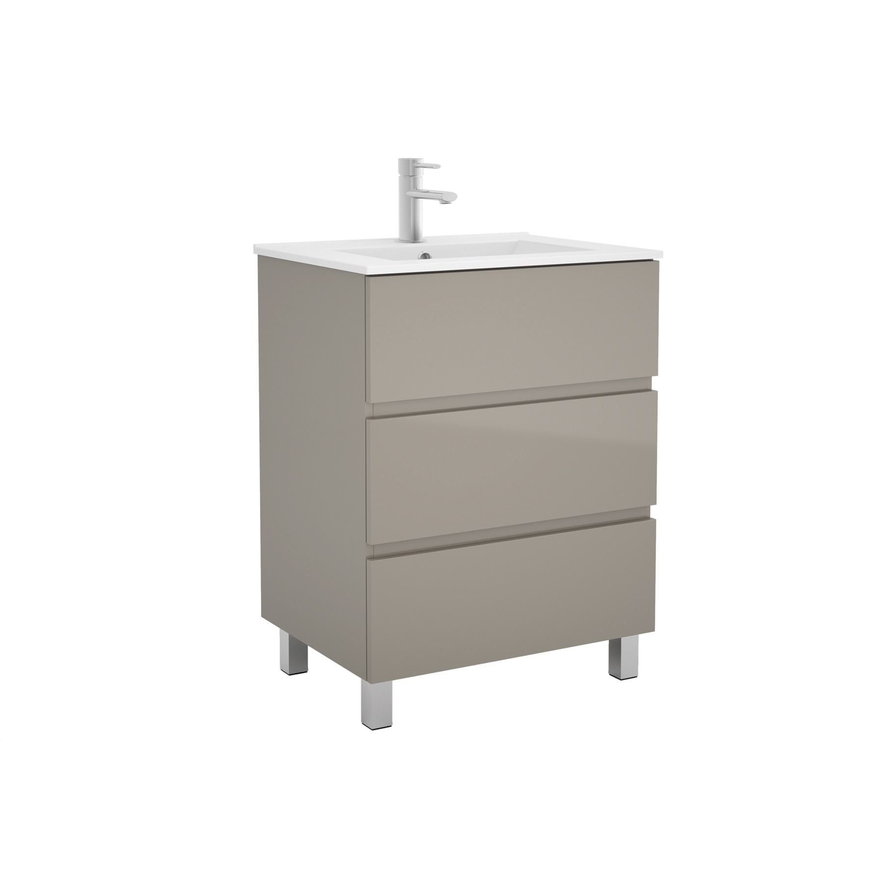 26561 SALGAR Мебель для умывальника FUSSION LINE 700 3 ящика GLOSS TAUPE 697 x 868 x 450 мм Глянцево-серо-коричневый - Вид №1