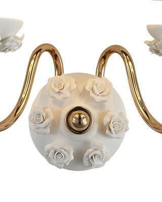 Бра с абажуром на 2 лампы белое "Эрин" 1030/2W-GD-WT LUMIEN HALL ЭРИН 00-3931618 Белый  - Вид №1