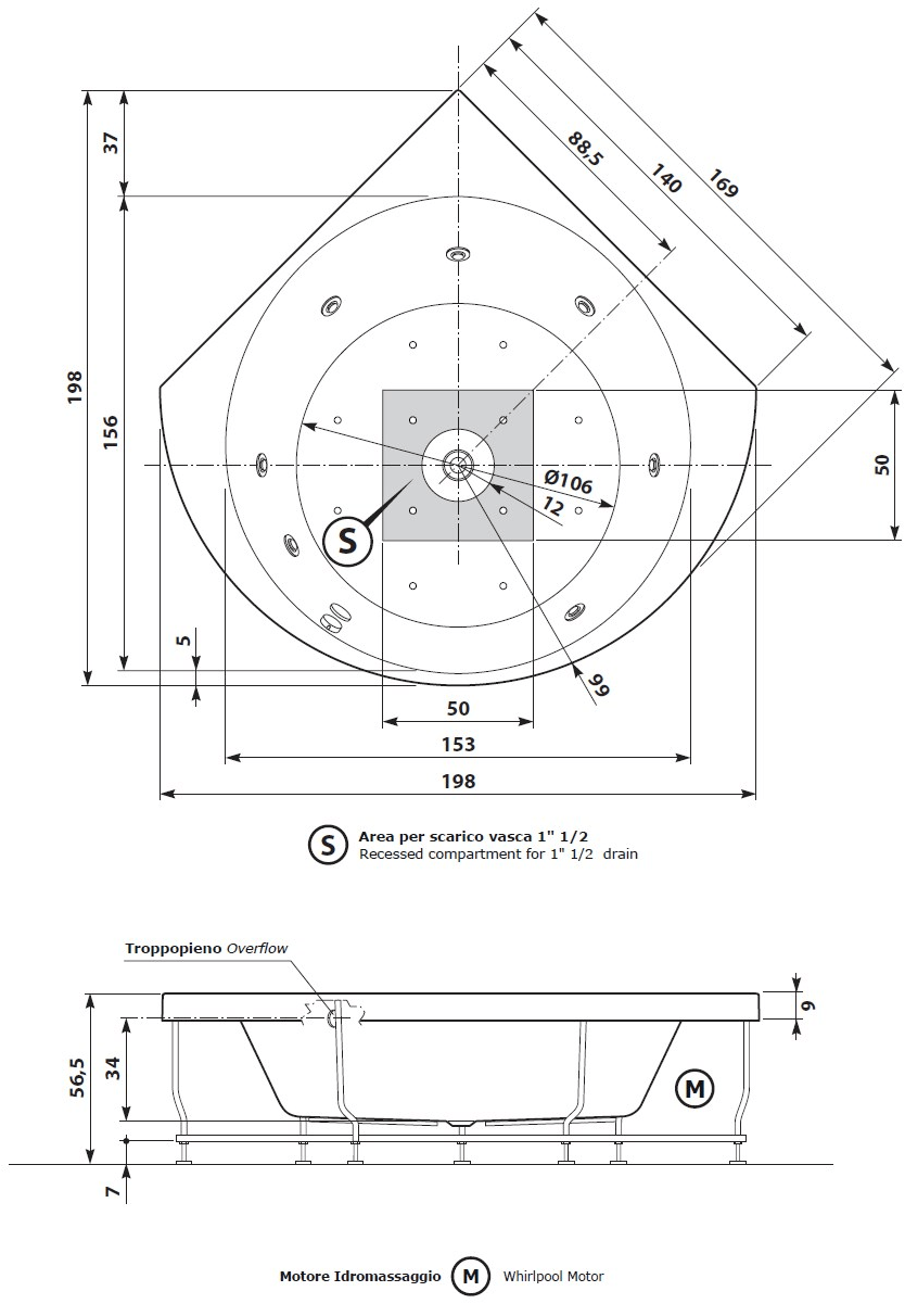 Gruppo Treesse Угловая гидромассажная ванна с хромотерапией Grandi vasche sun-id-1456023 - Вид №3