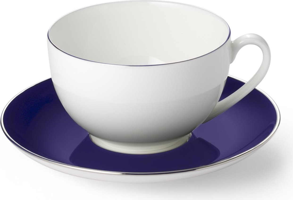 75955 Dibbern Чашка чайно-кофейная с блюдцем Dibbern "Королевский кобальт,платиновая линия" 250мл Фарфор костяной 