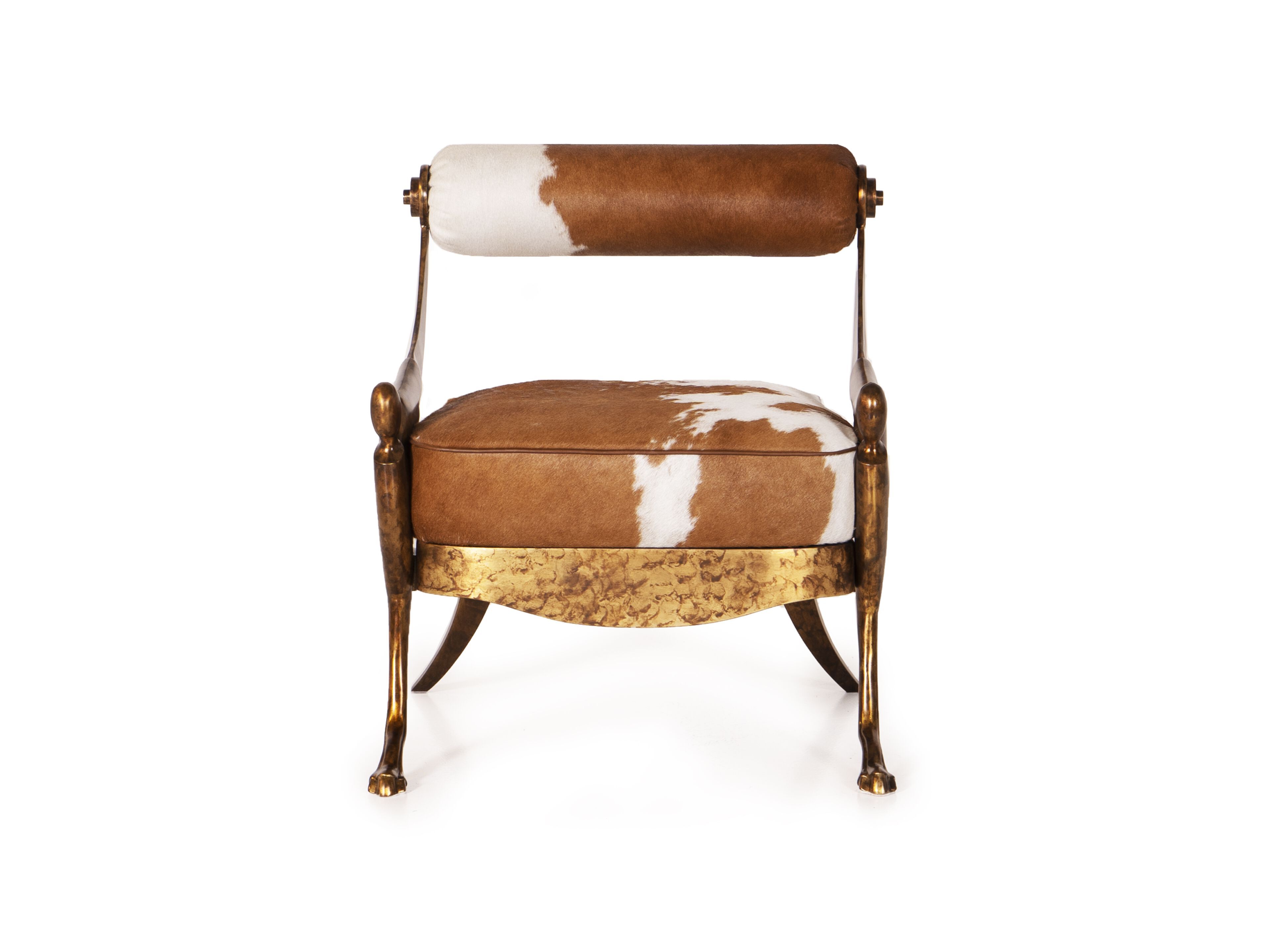 Кресло из кожи пони и гравированной латуни Mantellassi 1926 OVER ARCH-00030543 - Вид №1