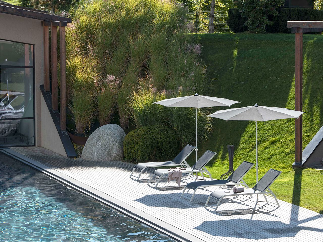 Зонтик из анодированного алюминия и акриловой ткани Crema Outdoor CRONO ARCH-00079578 - Вид №1