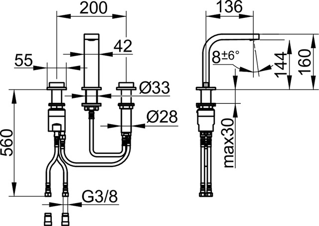 51115050100 Смеситель для умывальника на 3 отверстия 150 KEUCO Edition 11 - Вид №2