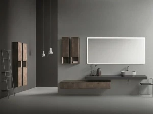 NOVELLO Подвесная тумба под умывальник из дуба с зеркалом Craft 2.0