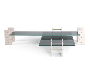 Журнальный столик из травертина и стекла