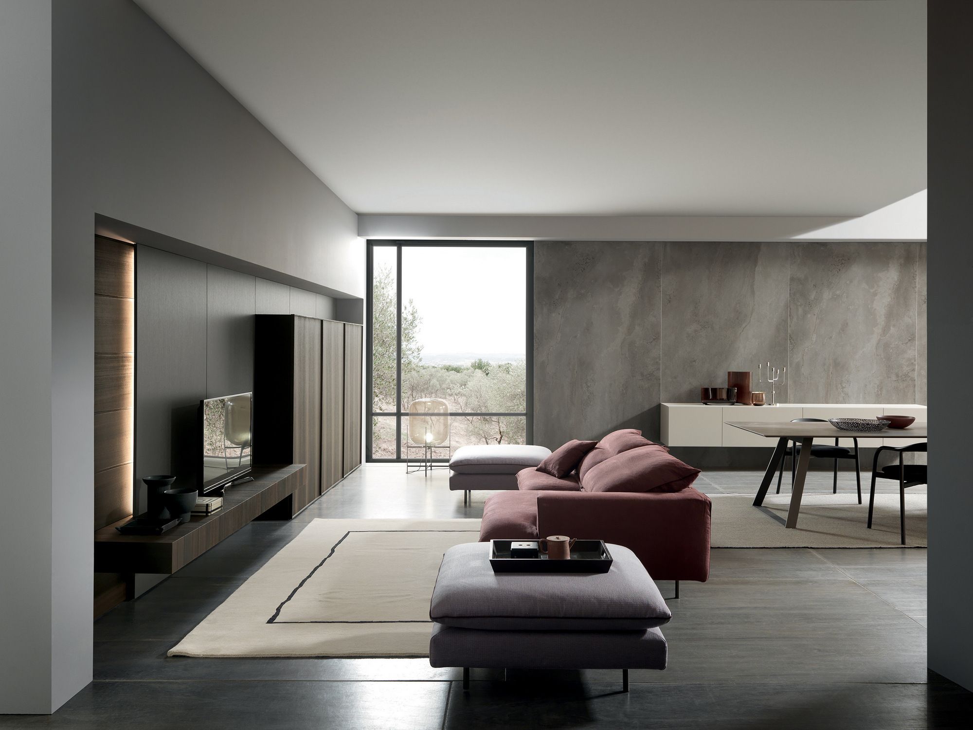 Оборудованная эвкалиптовая стена с подставкой для телевизора MODULNOVA рамка ARCH-00140106 - Вид №1