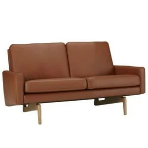 Диван двухместный Egsmark с мягкими подлокотниками, лакированный дуб, коричневый