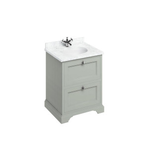 Burlington Отдельностоящий агрегат 65 со столешницей Carrara White, 2 ящиками и встроенной белой раковиной Темно-оливковый FF9O_BC66
