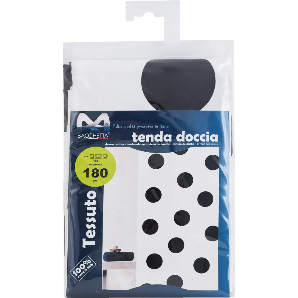 Штора для ванны Bacchetta Polka Nero с кольцами 180x200 см полиэстер , цвет мультиколор 84621377 STLM-2027194 Шторы текстильные - Вид №5