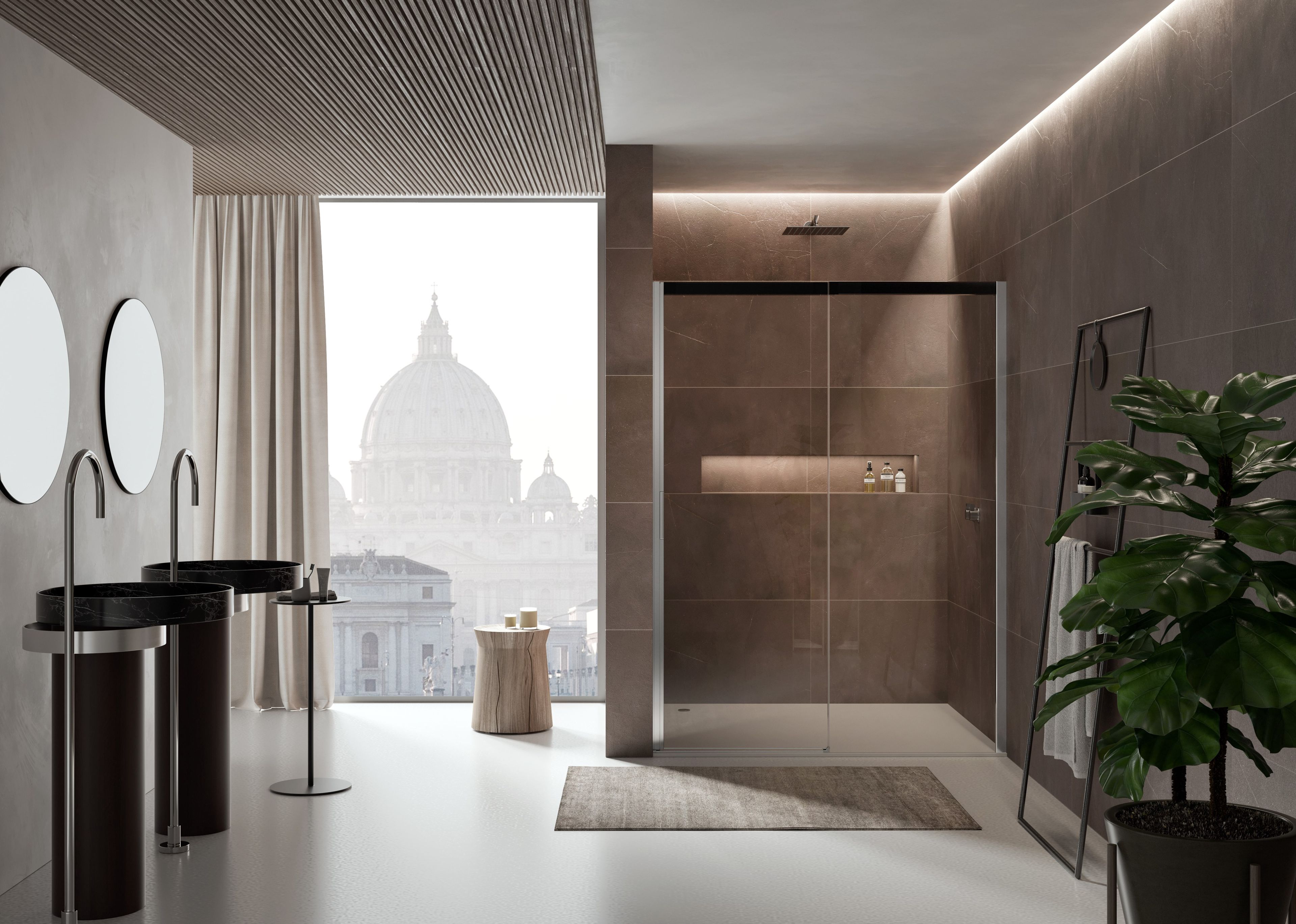 Алюминиевая и стеклянная душевая кабина с раздвижной дверью DUKA вода 5000 ARCH-00071644 - Вид №4