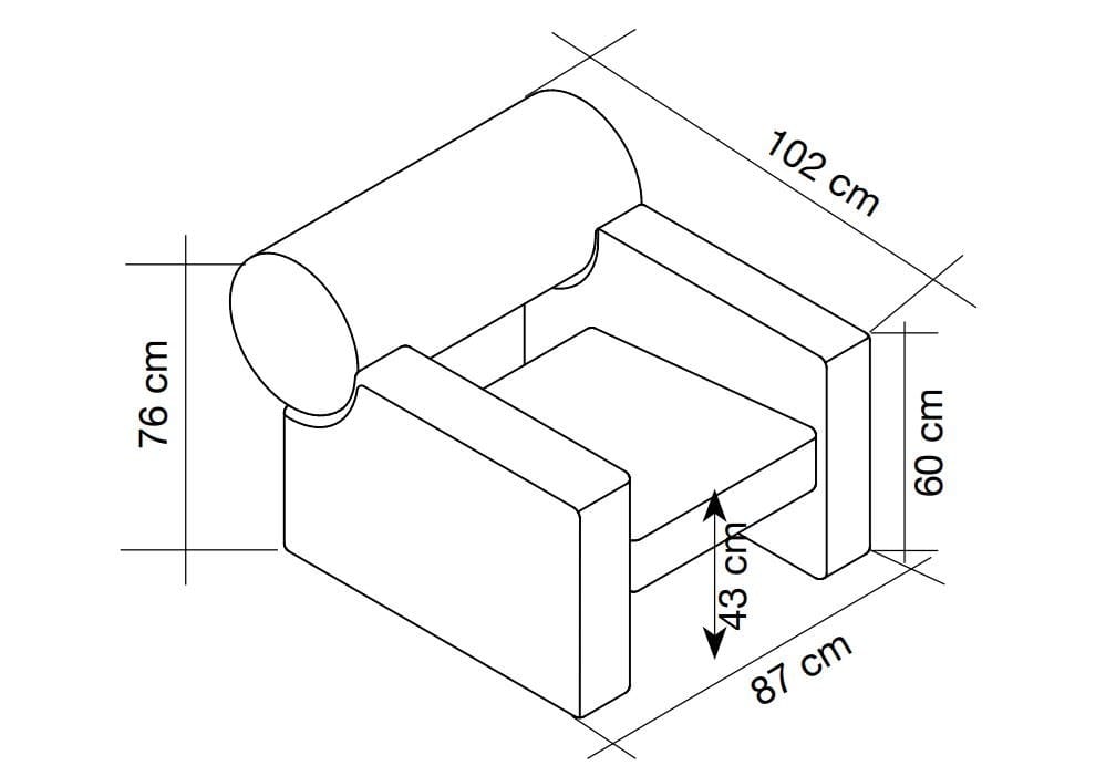 Акустическое тканевое кресло с подлокотниками Caimi Brevetti цилиндр ARCH-00136816 - Вид №11