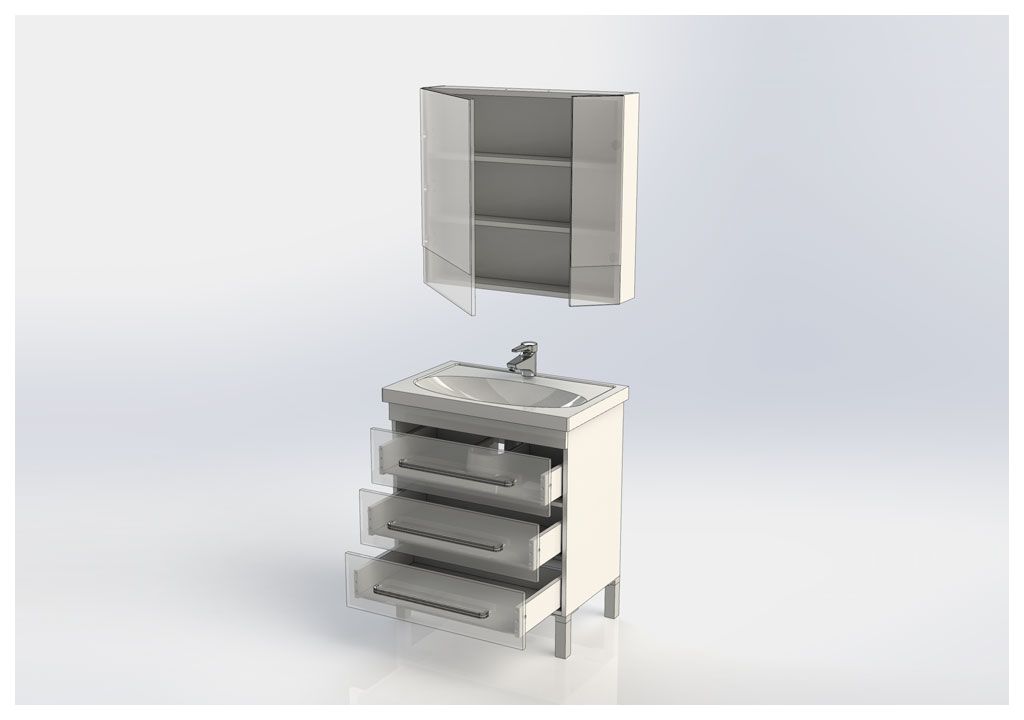 Мебель для ванной Aquanet Сиена 70 белый (напольный 3 ящика) 00196502 - Вид №9