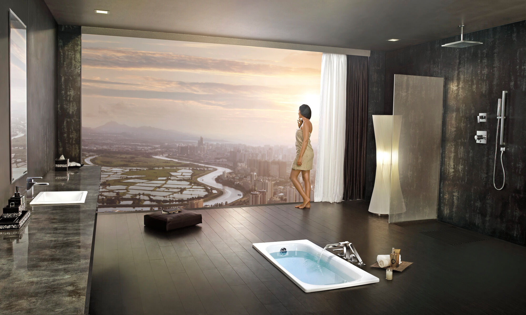 T4768 Канальная римская ванна с ручным душем Delta Faucet Ara Хром - Вид №1