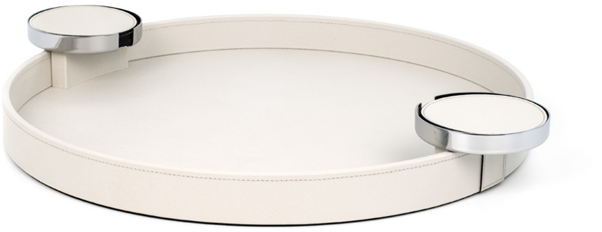 Круглый поднос Dioniso - Ø 35 / плетеная кожа_серо-коричневый