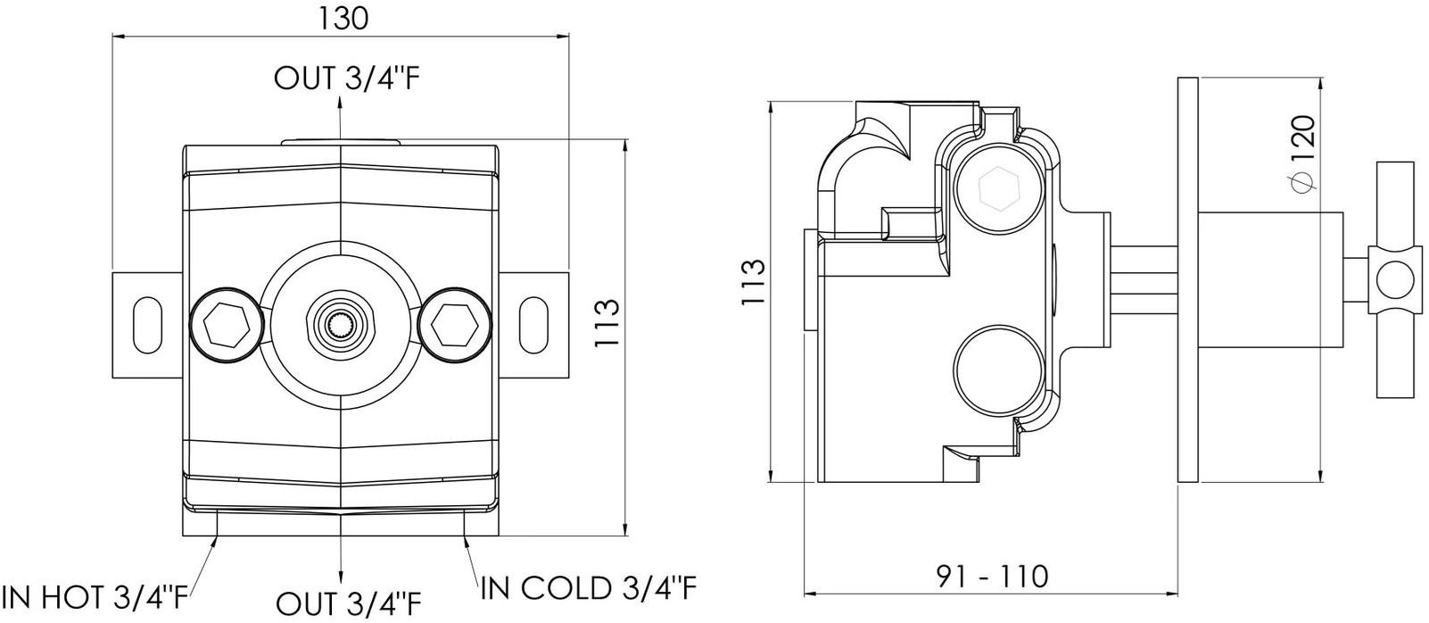 rvb Термостатический смеситель для душа на одно отверстие Sully 4032.--.74 - Вид №1