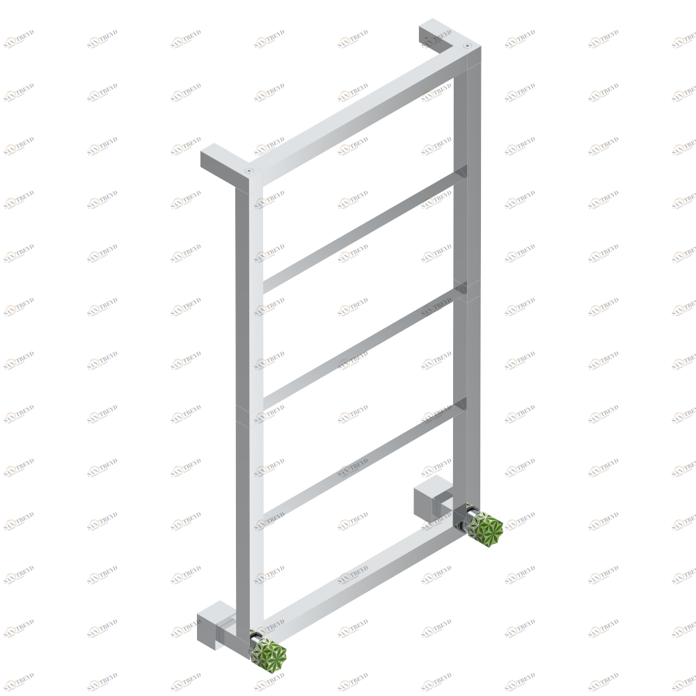 U2R-TWS5H2 Полотенцесушитель Современный квадратный, 5 перекладин, 520 мм x 910 мм, водяной, с 2 декоративными рукоятками Thg-paris Nihal porcelaine verte Хром U2R-TWS5H2 CAT.A