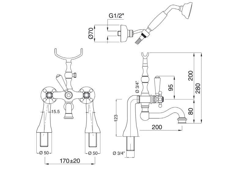 Наружный настенный смеситель для ванны Gaia Mobili Complements ARCH-00010509