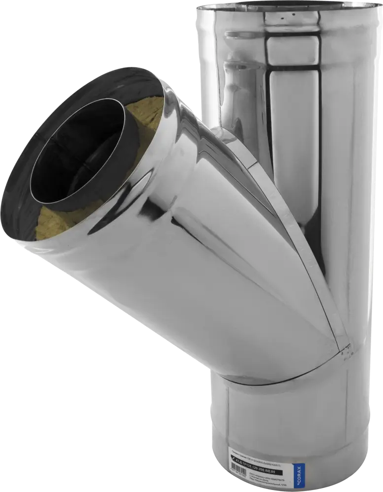 Тройник дымоходный КОРАКС 135° сэндвич D120/200 мм для систем отопления 81952728