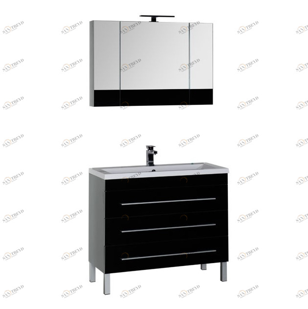 Комплект мебели Aquanet Верона 100 черный (напольный 3 ящика) 00178536