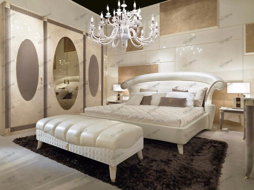 Turri Кровать двуспальная в коже с мягким изголовьем для гостиницы Caractere sun-id-1480891