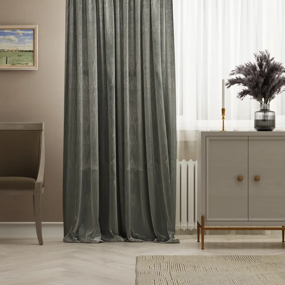 Штора на ленте Inspire Akkol 160x280 см цвет голубой 83562043 STLM-2168401 