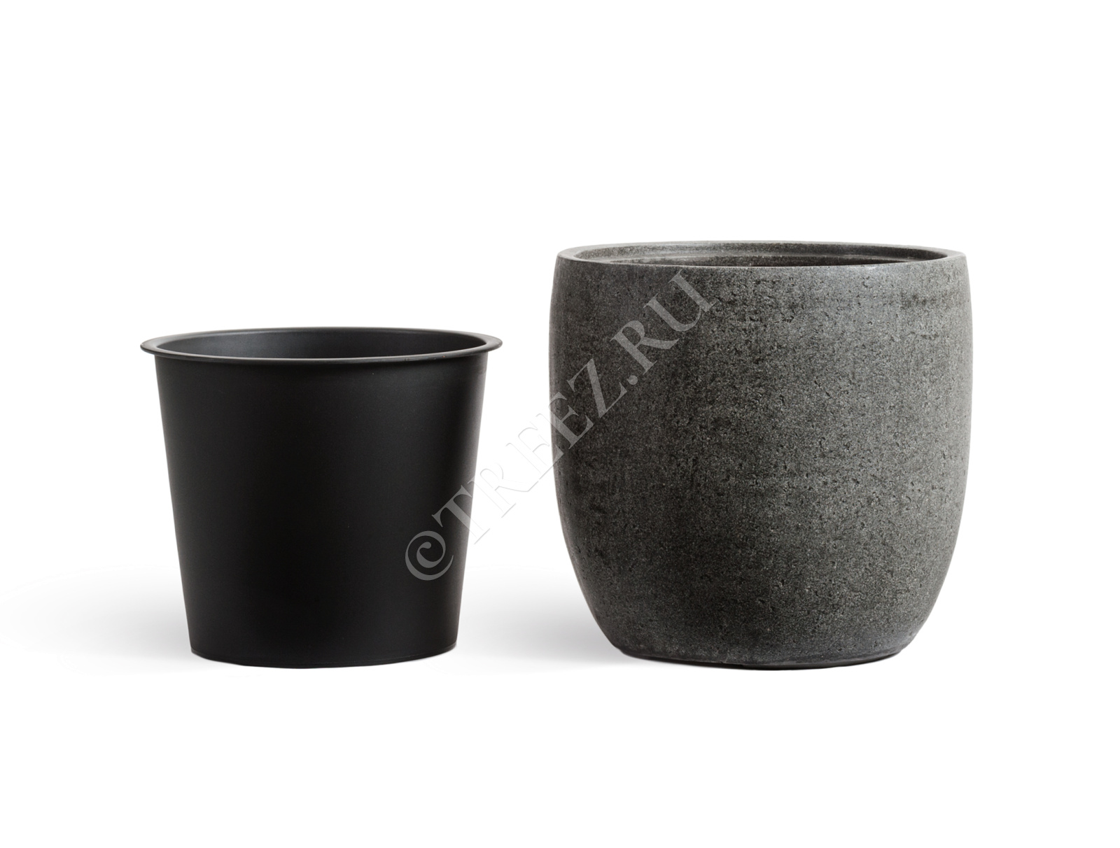 41.3317-01-003-GR-40 Кашпо  Effectory - серия Stone - Округлый конус - Тёмно-серый камень Цветочная коллекция  - Вид №3