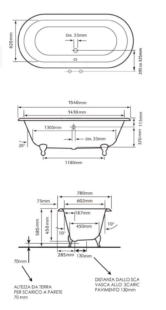 Чугунная ванна на ногах Gaia Mobili Complements ARCH-00127922