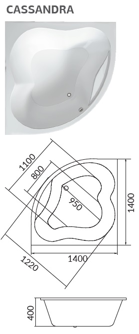Б02622 Ванна 1Marka CASSANDRA 140x140 1 Marka CASSANDRA - Вид №2