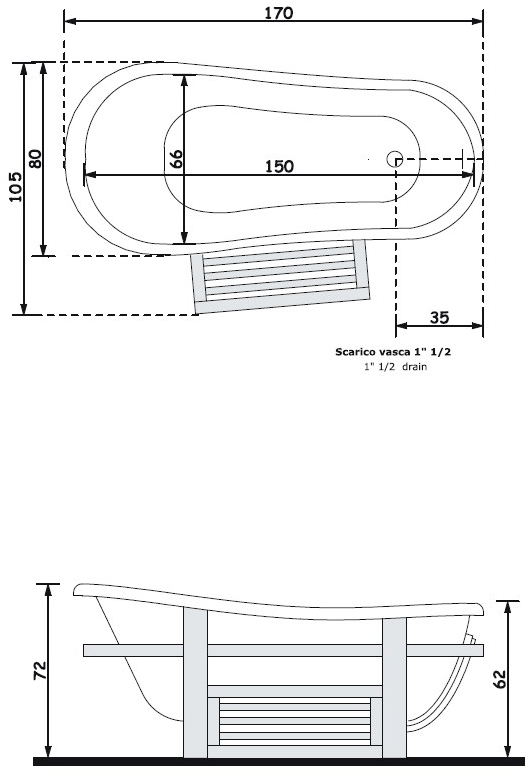 Gruppo Treesse Отдельностоящая овальная ванна на деревянных ножках Vasche in stile classico sun-id-1466384 - Вид №3