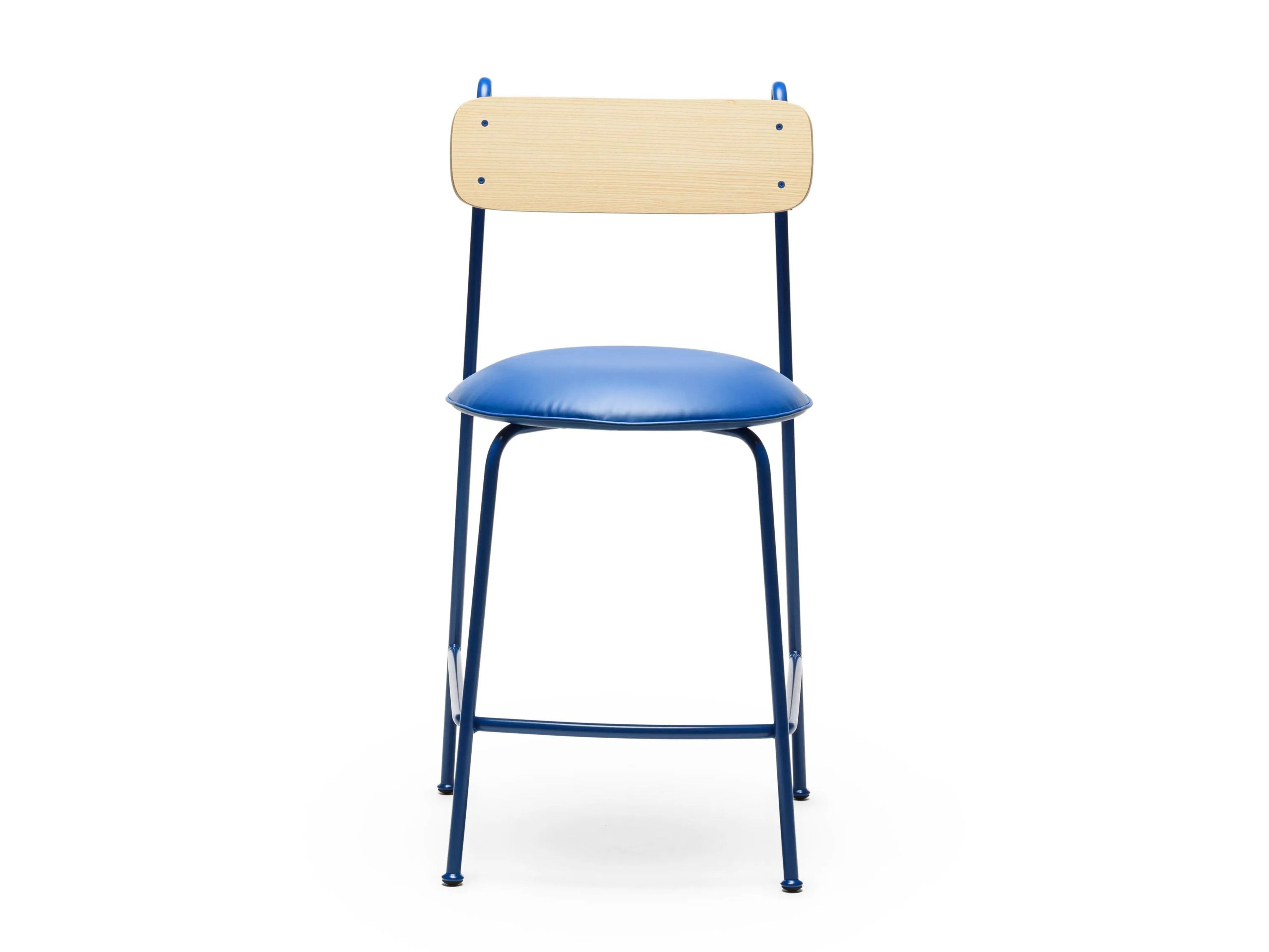 Окрашенный металлический табурет со встроенной подушкой из искусственной кожи и спинкой CHAIRS & MORE Lena ARCH-00048550 - Вид №12