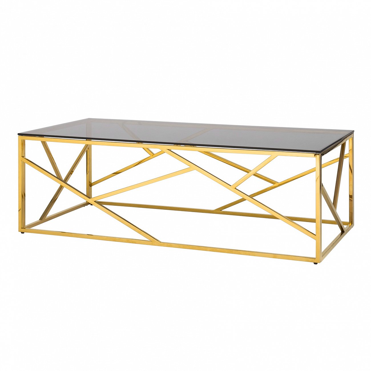 Журнальный столик стеклянный дымчатый с основанием золото 120х60 см "Арт Деко" STOOL GROUP  00-3881899 Золото  - Вид №1