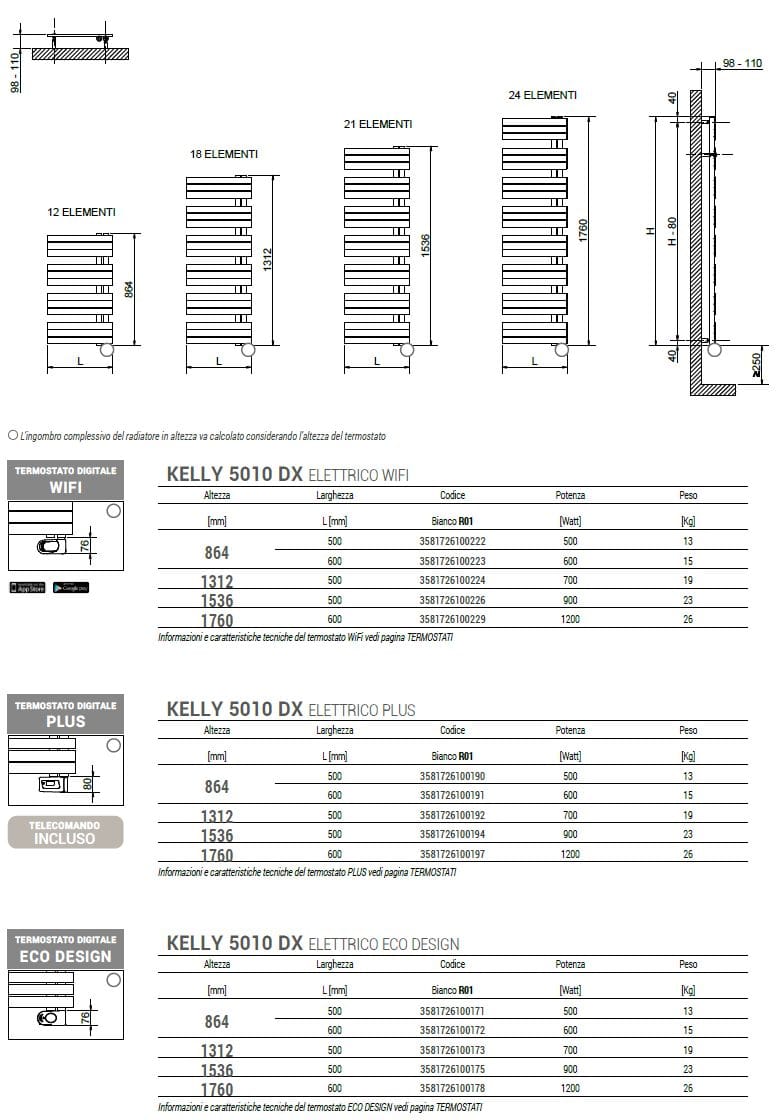 Стальной электрический вертикальный полотенцесушитель Cordivari Келли ARCH-00026419 - Вид №1