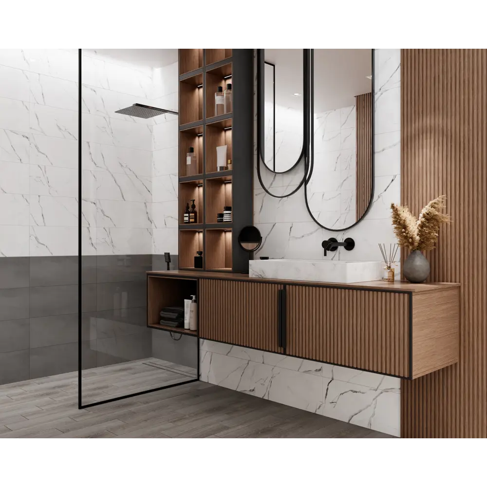 Плитка настенная Gracia Ceramica Tudor 01 25x60 см 1.2 м² глянцевая цвет белый/темно-серый мрамор STLM-2070922 - Вид №4