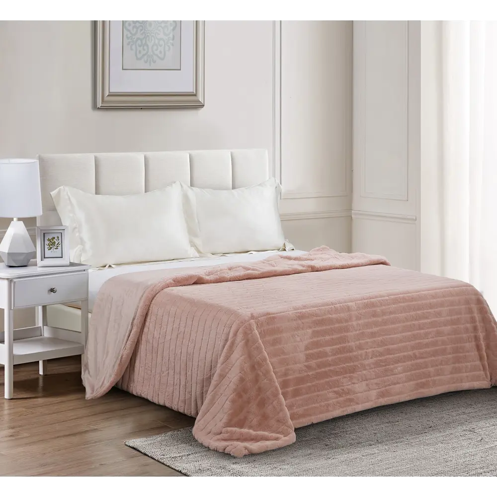 Плед Retro-Refreshed 200x220 см искусственный мех цвет пудровый 84720866 STLM-2150589 Santreyd - Вид №4