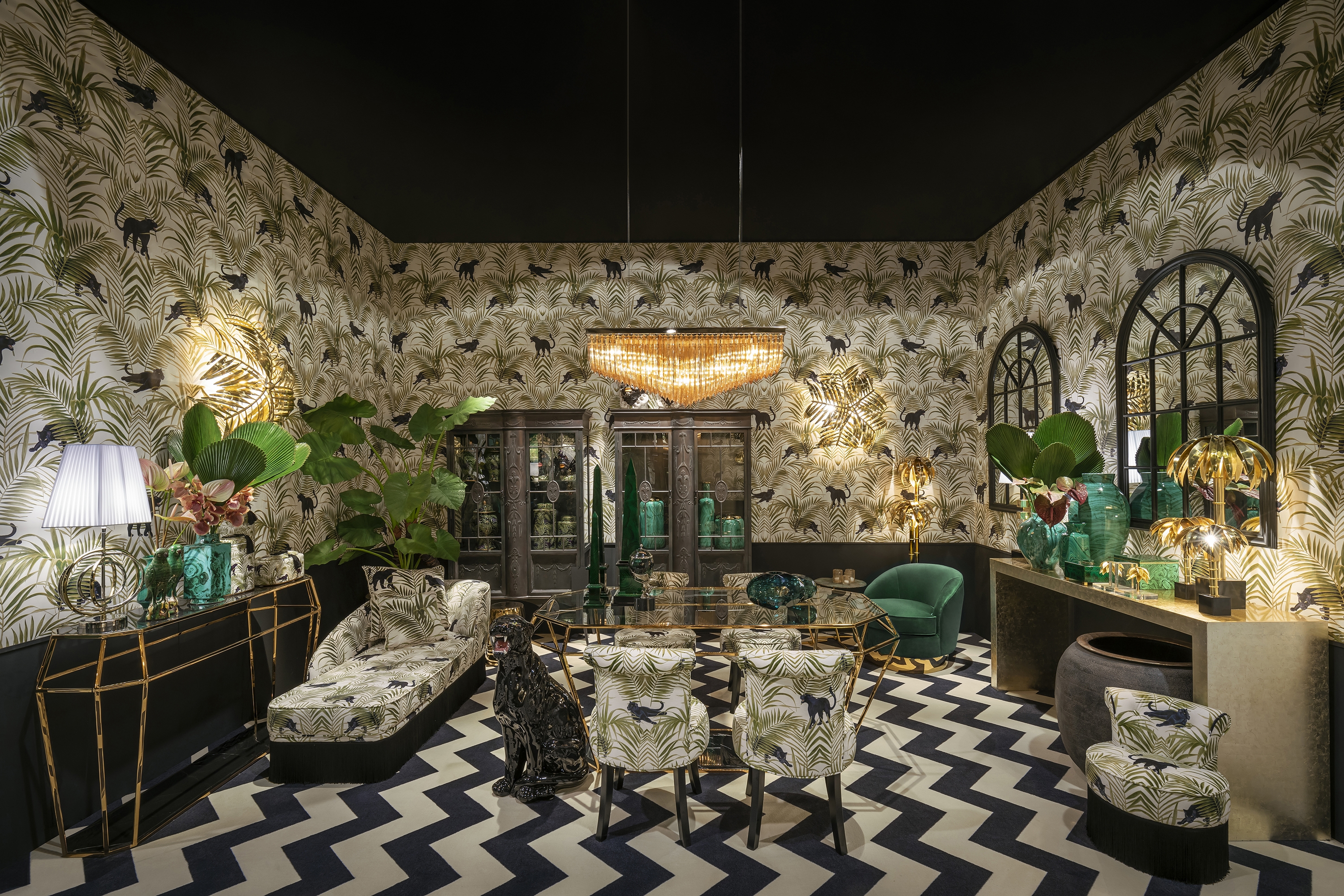 710133-90 ABHIKA ОБОИ KENZIA BLACK  - Вид №1