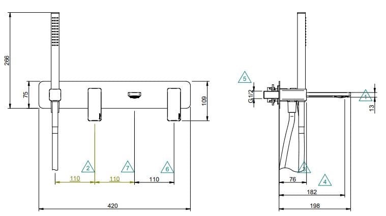 Набор для ванной из латуни Rubinetterie Treemme PA36 ARCH-00130426 - Вид №2