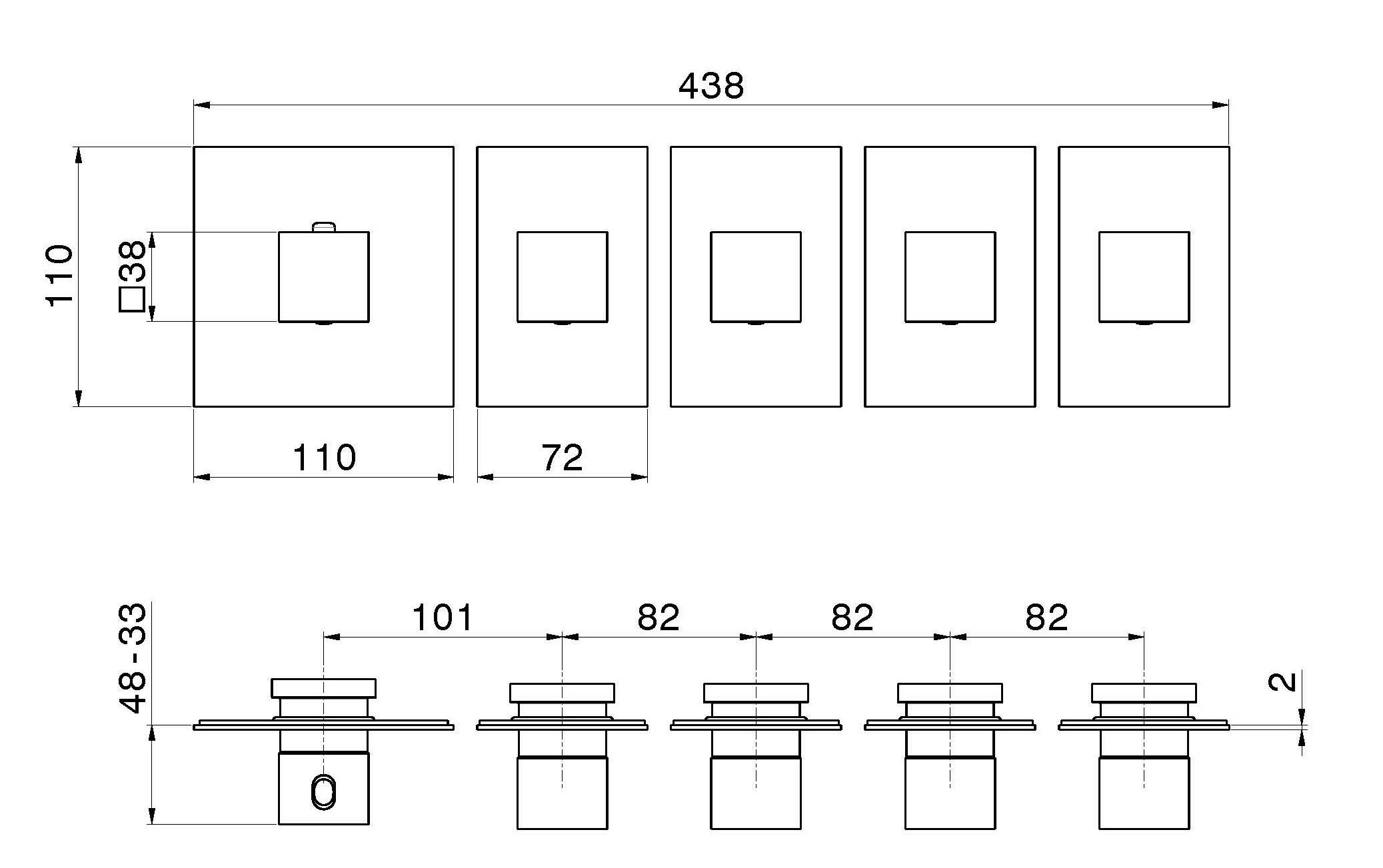 Термостатический смеситель для душа с 5 отверстиями Newform многофункциональные термостаты с 4 выходами ARCH-00017405 - Вид №1