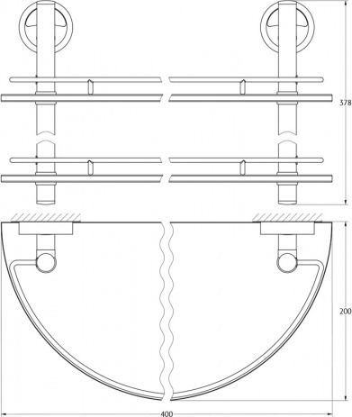 081 Полка полукруглая с ограничителем 40 см двойная ELL FBS Ellea - Вид №1