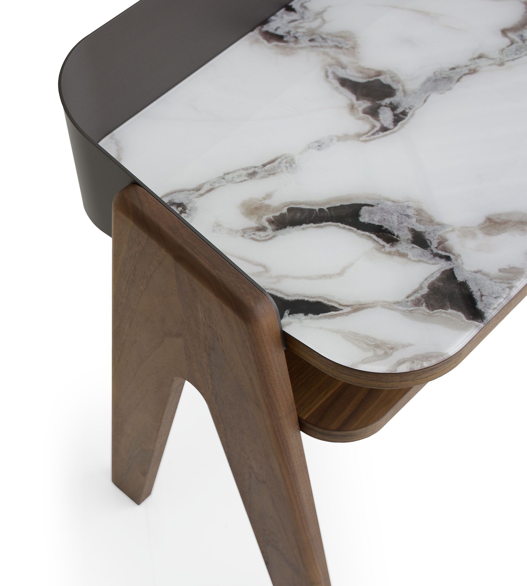 Деревянная прикроватная тумбочка со стеклянной столешницей с эффектом мрамора Morica Design BAVERO ARCH-00151231 - Вид №4