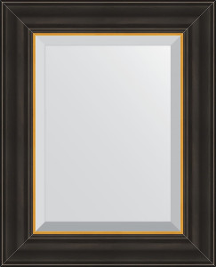 BY 3922 Зеркало с фацетом в багетной раме - черное дерево с золотом 71 mm EVOFORM Exclusive